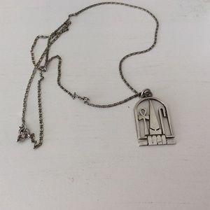 Antique handmade Egyptian silver cartouche with unique chain